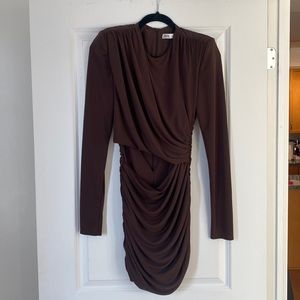 Brown Ruched Cutout Mini Dress